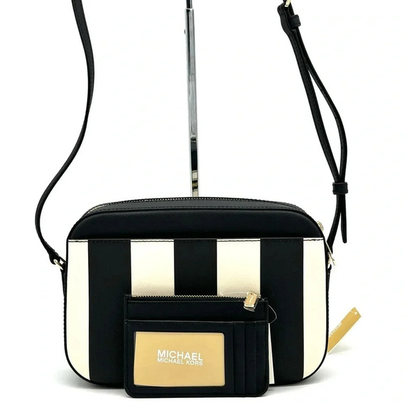 Michael Kors Large EW Zip Chain Xbody Crossbody Bag & Top Zip Coin Pouch Black - Picture 5 of 15